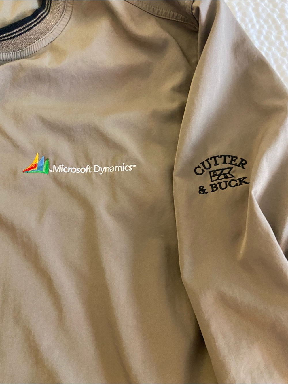 Cutter & Buck Men's Tan Pullover with Microsoft Dynamics Embroidery Sz S - Picture 2 of 6
